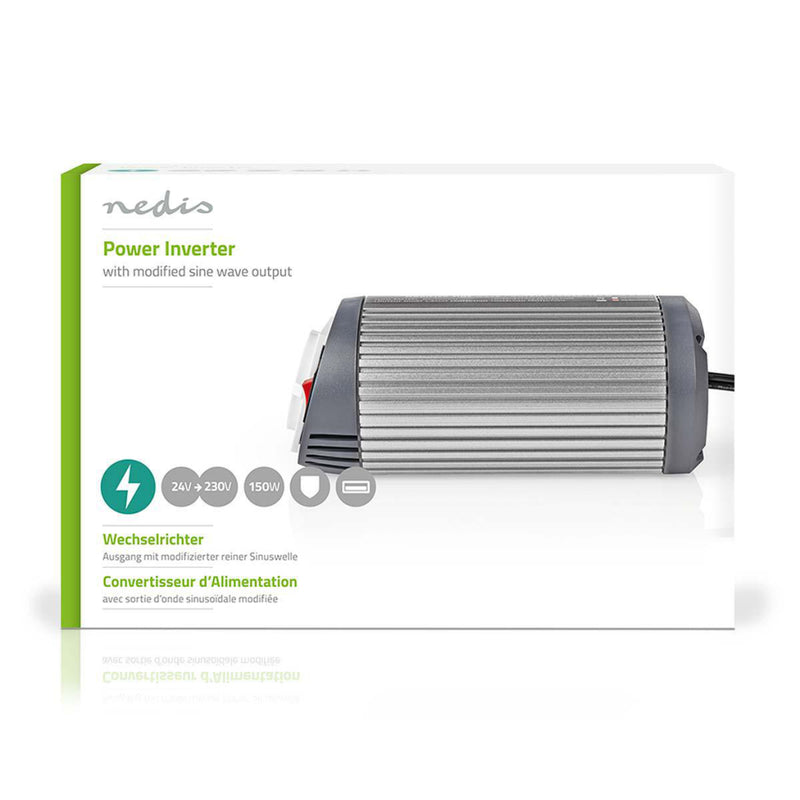Nedis PIMS15024 Stroomomvormer Gemodificeerde Sinusgolf 24 V Dc - 230 V Ac 150 W 1x Schuko / 1x Usb