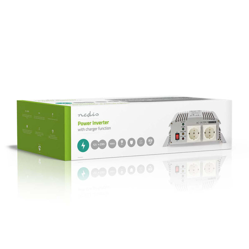 Nedis PIMS1000C12 Stroomomvormer Gemodificeerde Sinusgolf 12 V Dc - 230 V Ac 1000 W 2x Schuko-uitga