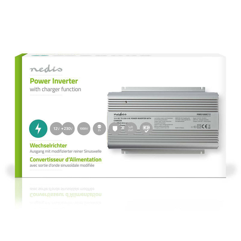 Nedis PIMS1000C12 Stroomomvormer Gemodificeerde Sinusgolf 12 V Dc - 230 V Ac 1000 W 2x Schuko-uitga