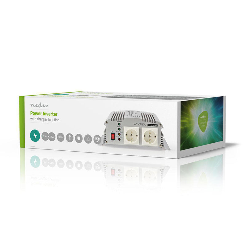 Nedis PIMS1000C24 Stroomomvormer Gemodificeerde Sinusgolf 24 V Dc - 230 V Ac 1000 W 2x Schuko-uitga