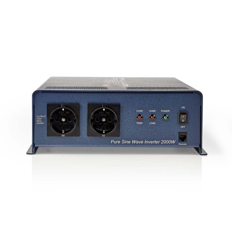 Nedis PIPS200012 Stroomomvormer Zuivere Sinusgolf 12 V Dc - 230 V Ac 2000 W 2x Schuko-uitgang
