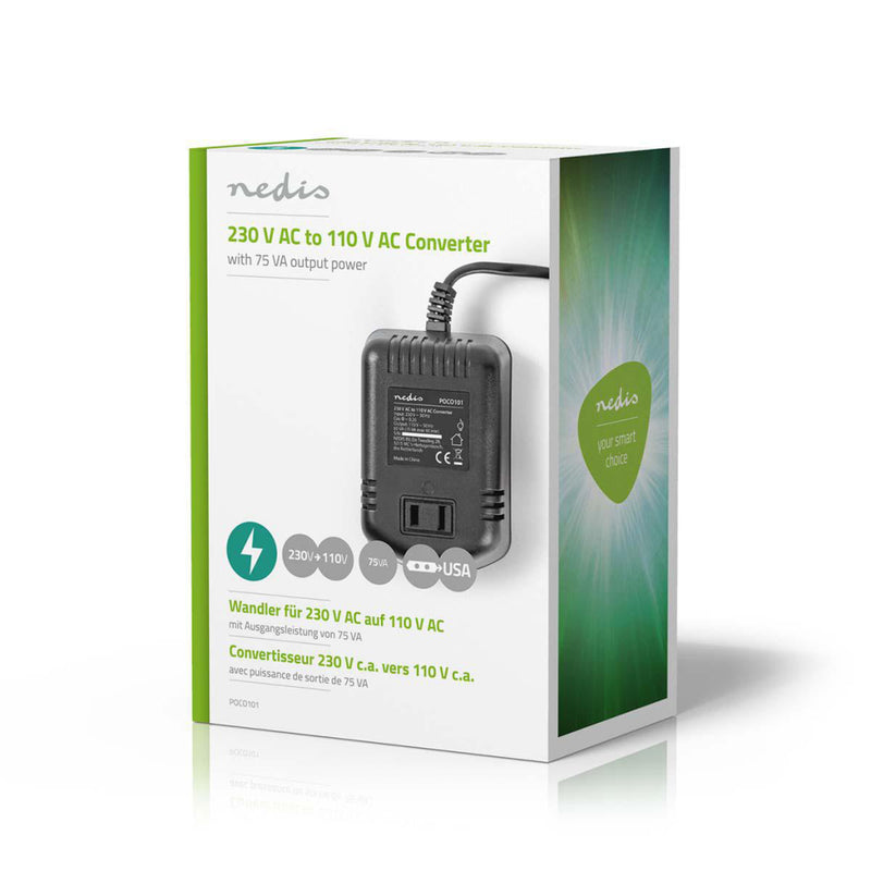 Nedis POCO101 Stroomomvormer 230 V Ac - 110v Ac 75 W Ongeaarde Usa-uitgang