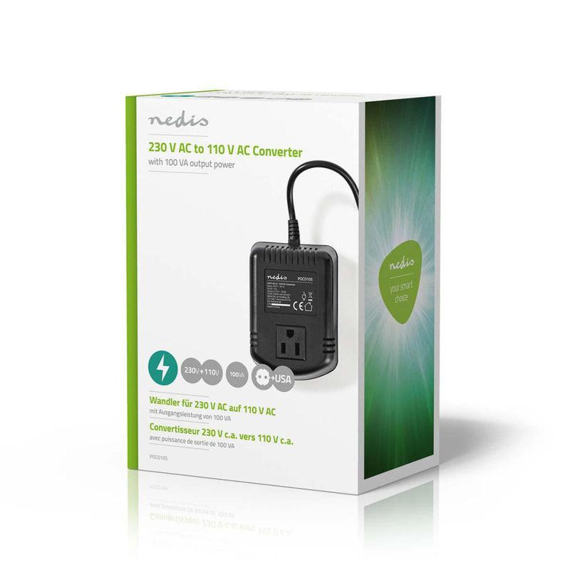 Nedis POCO105 Stroomomvormer 230 V Ac - 110v Ac 100 W Earthed Usa-uitgang