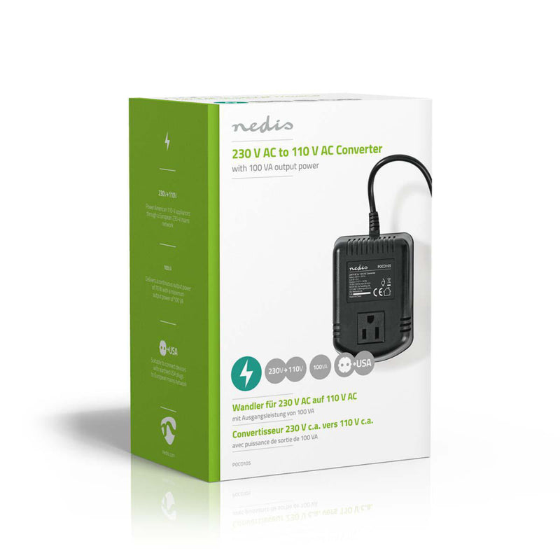 Nedis POCO105 Stroomomvormer 230 V Ac - 110v Ac 100 W Earthed Usa-uitgang