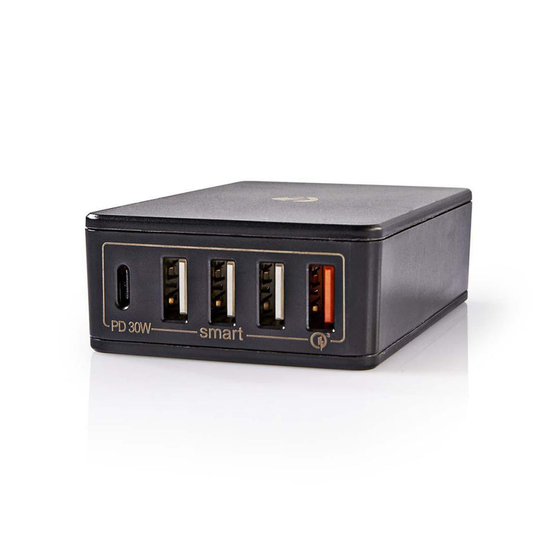 Nedis WCPD30W120BK Thuislader 3,0 A Usb (qc) / Usb-c / 3x Usb-a Power Delivery 30 W Zwart