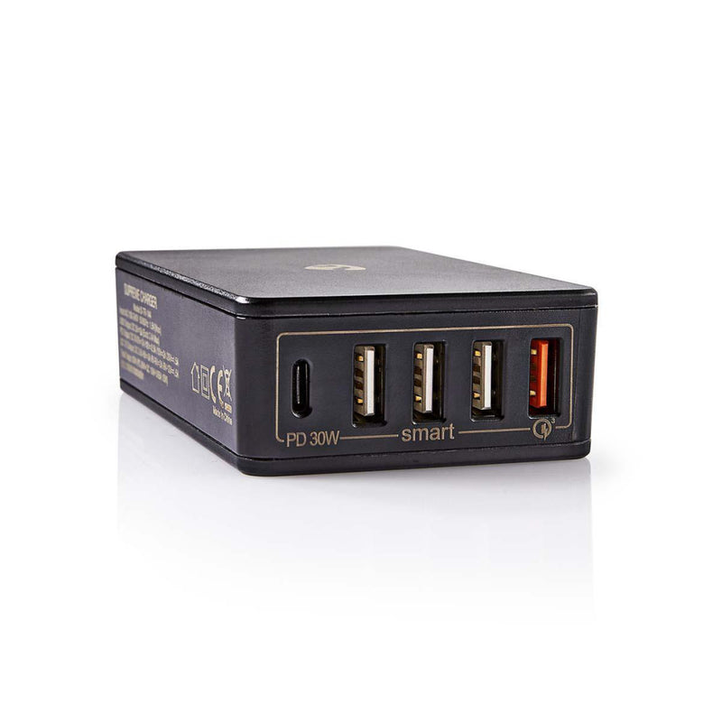 Nedis WCPD30W120BK Thuislader 3,0 A Usb (qc) / Usb-c / 3x Usb-a Power Delivery 30 W Zwart