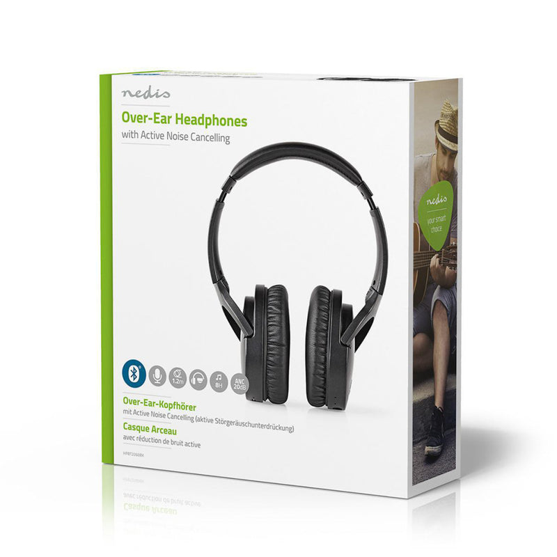 Nedis HPBT2260BK Draadloze Hoofdtelefoon Bluetooth® Over-ear Actieve Ruisonderdrukking (anc) Zwart