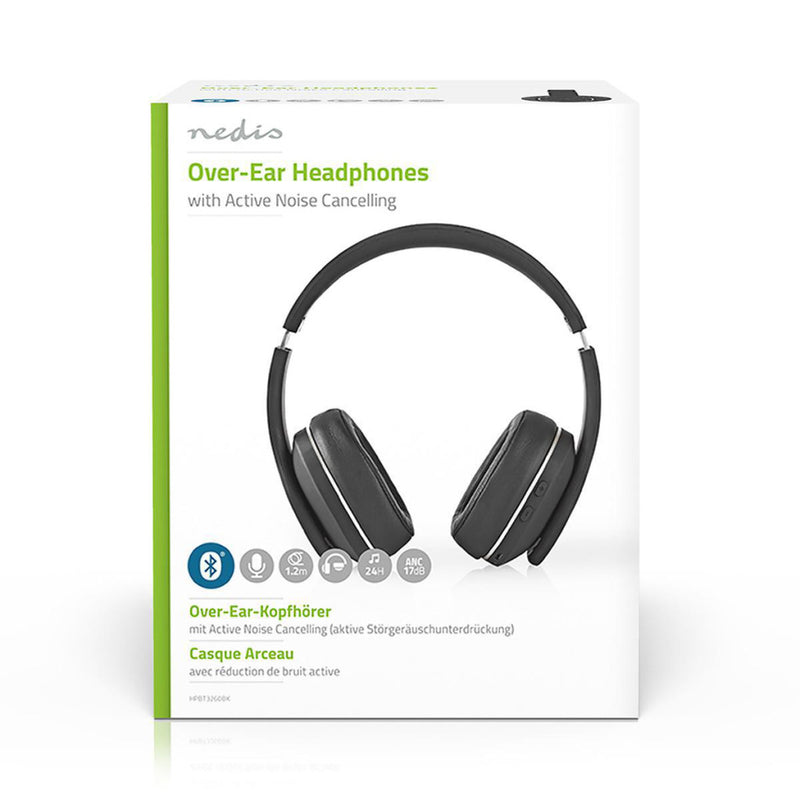 Nedis HPBT3260BK Draadloze Hoofdtelefoon Bluetooth® Over-ear Actieve Ruisonderdrukking (anc) Zwart