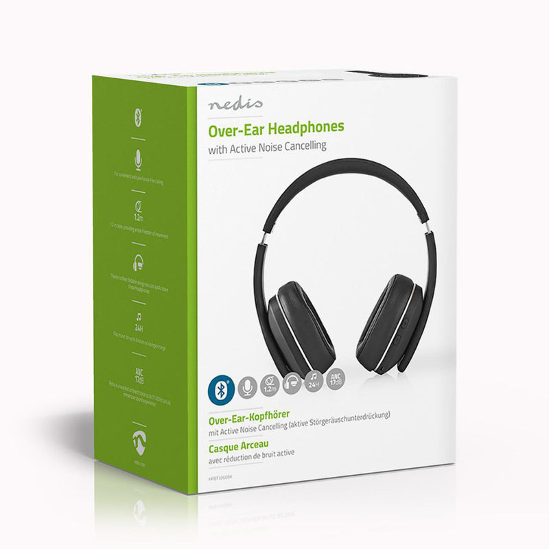 Nedis HPBT3260BK Draadloze Hoofdtelefoon Bluetooth® Over-ear Actieve Ruisonderdrukking (anc) Zwart