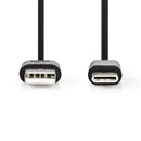 Nedis CCGW60600BK10 Usb-kabel Usb-a Male Usb Type-c&trade; Male Vernikkeld 1.00 M Rond Pvc Zwart Wi
