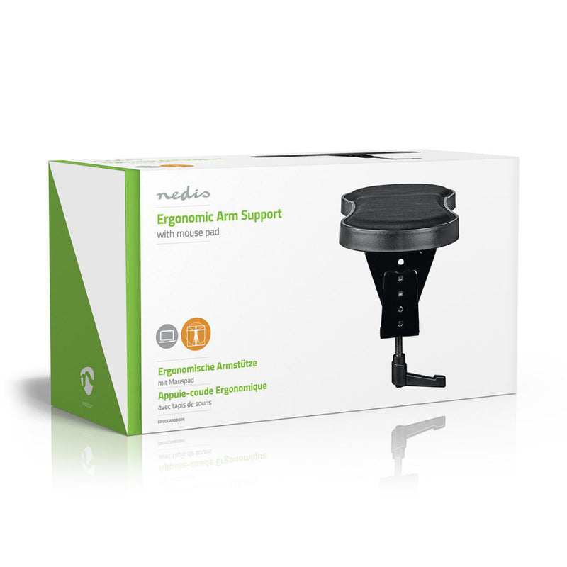 Nedis ERGOCAR200BK Ergonomische Armsteun Draai- En Kantelbaar Bureau Met Muismat Zwart