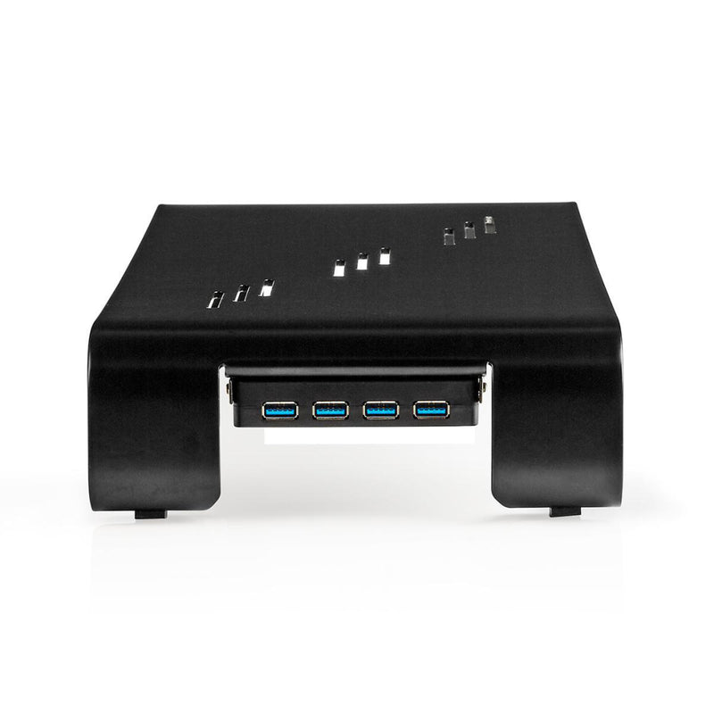 Nedis ERGOMFSU3400BK Ergonomische Multifunctionele Monitorstandaard Usb 3.0 Hub 4-poorts Zwart