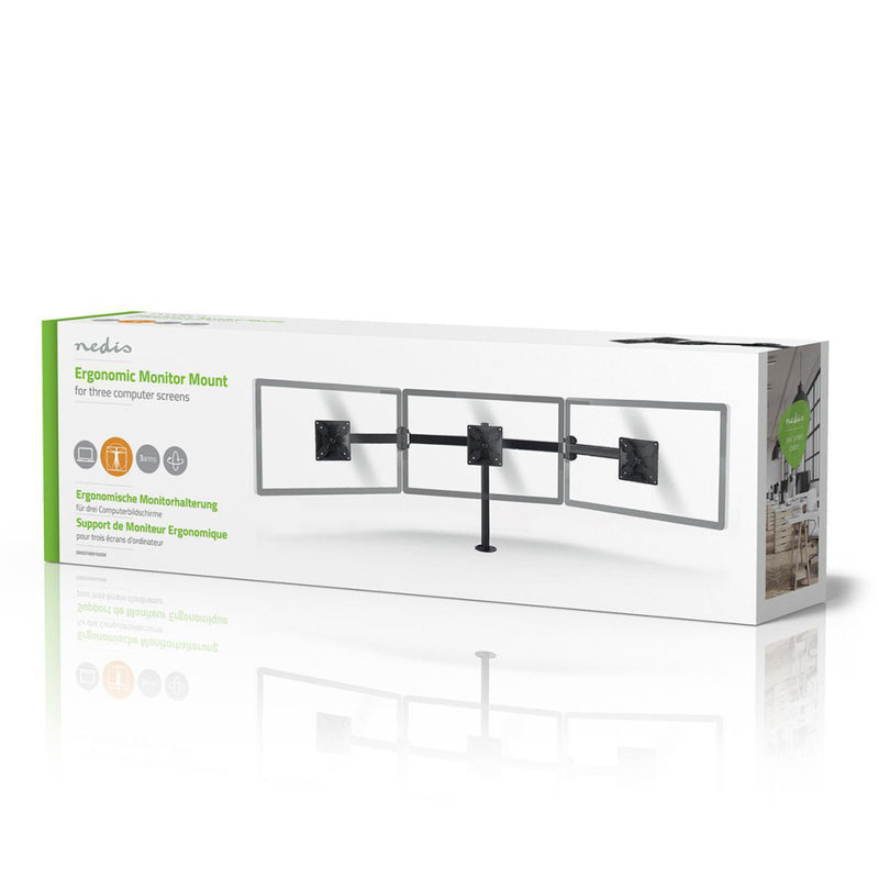 Nedis ERGOTMM100BK Ergonomische Monitorbeugel Drie Monitor-armen Draai- En Kantelbaar Zwart