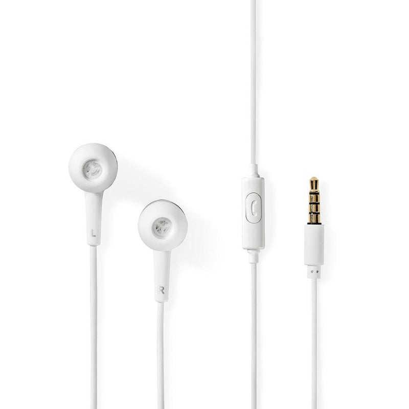Nedis HPWD2020WT Wired Headphones 1.2m Round Cable In-ear Built-in Microphone White