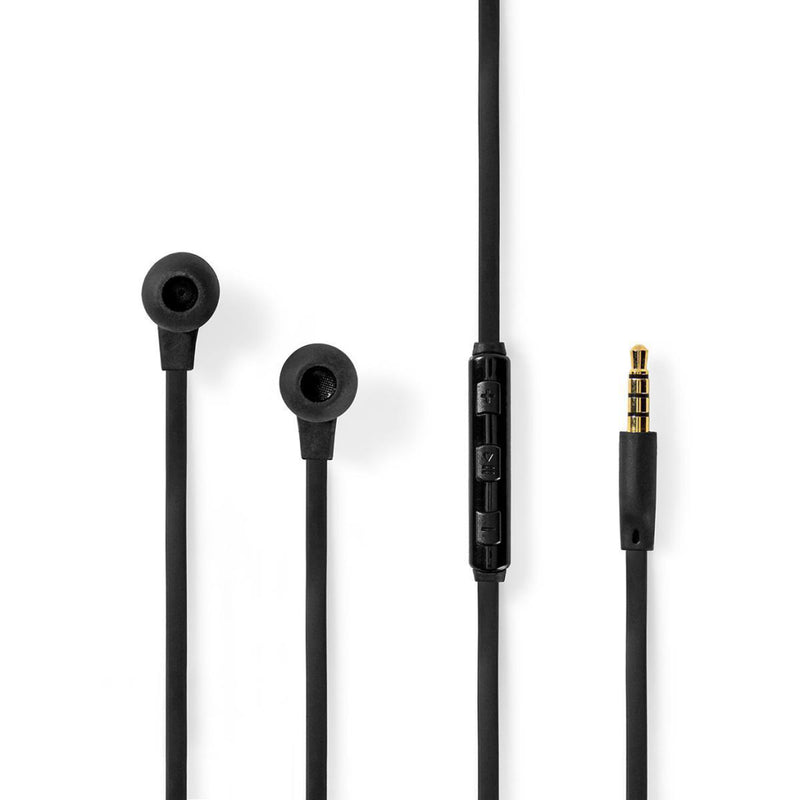 Nedis HPWD5020BK Wired Headphones 1.2m Flat Cable In-ear Built-in Microphone Aluminium Black