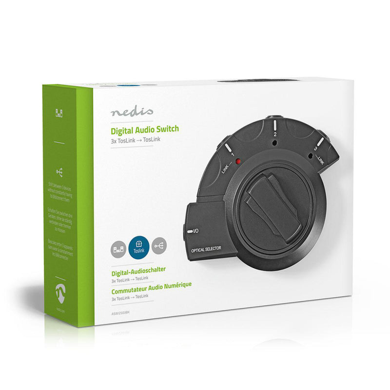 Nedis ASWI2503BK Digitale Audio Switch 3x Toslink Female - Toslink Female Zwart
