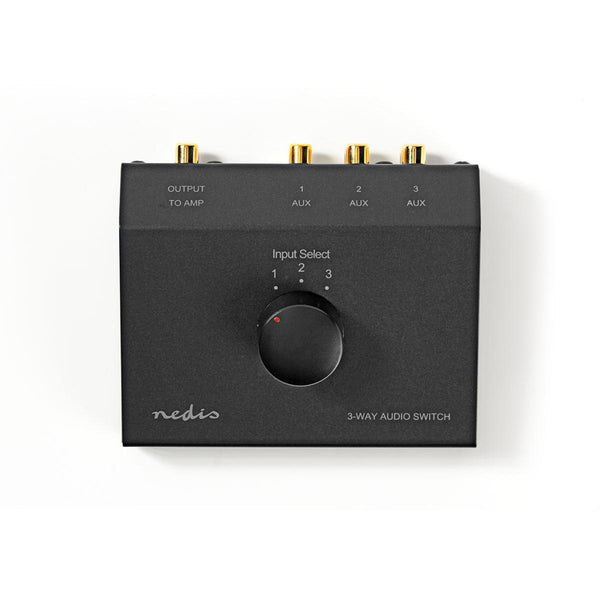 Nedis ASWI2403BK Analoge Audio-switch 3 Poort(en) Input: 3x (2x Rca Female) Output: 1x (2x Rca Fema