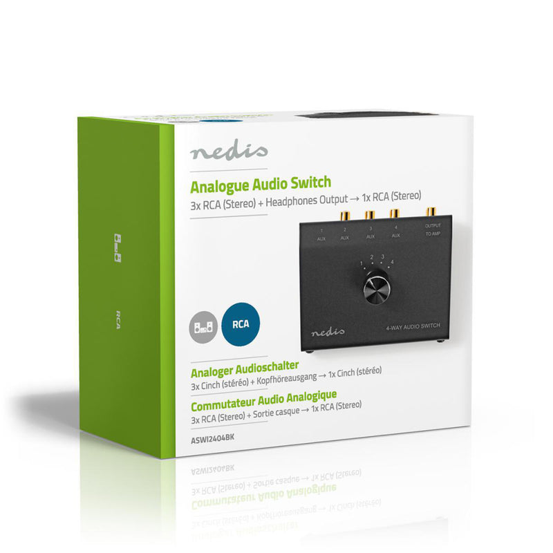 Nedis ASWI2404BK Analoge Audio Switch 3,5 Mm Female + 3x (2x Rca Female) - 2x Rca Female Zwart