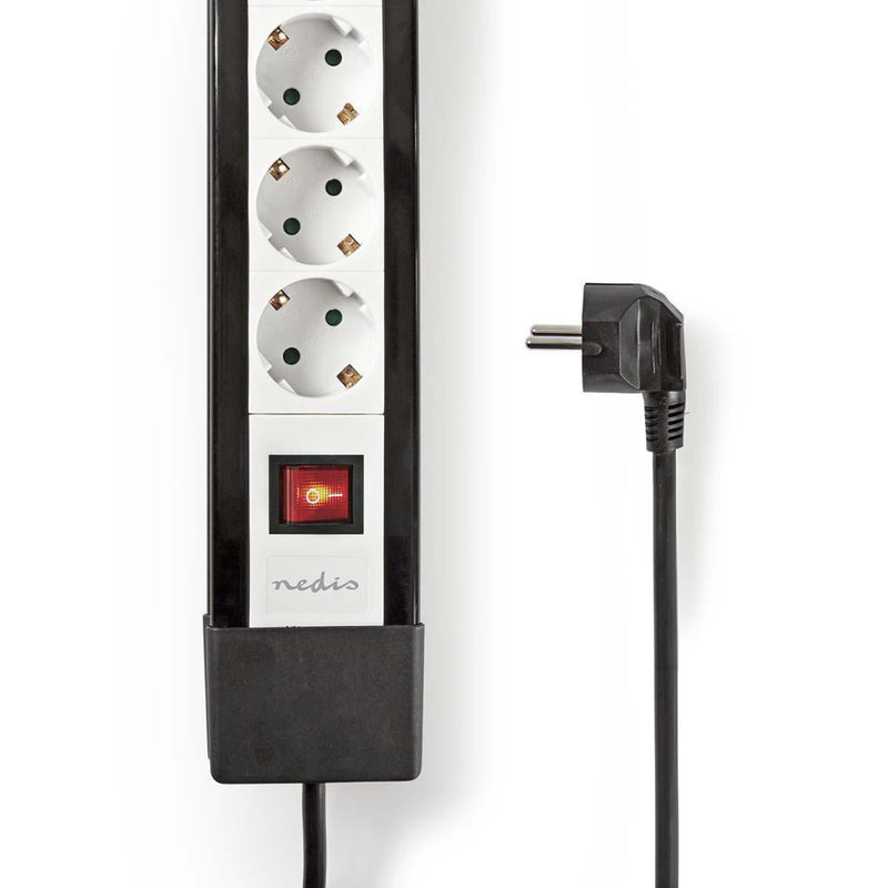 Nedis EXS103F1PRO Stekkerdoos Pro-line 10-weg 3,00 M Zwart/wit |- Beveiligde Contacten |