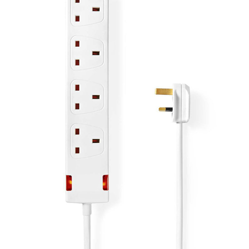 Nedis EXS430G1WT Stekkerdoos Uk / Type-g 4-wegs 3.00 M 3120 W 13 A Soort Aarding: Uk Plug Aardpen 2