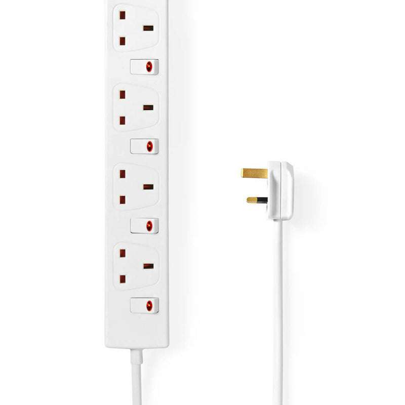 Nedis EXS630G2WT Stekkerdoos Uk / Type-g 6-wegs 3.00 M 3120 W 13 A Soort Aarding: Uk Plug Aardpen 2
