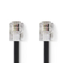 Nedis TCGB90200BK50 Telecomkabel Rj11 (6p4c) Female - Rj11 (6p4c) Female Plat 5,00 M Zwart