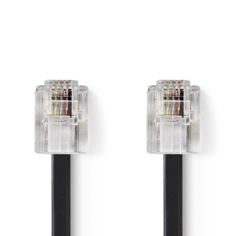 Nedis TCGB90200BK50 Telecomkabel Rj11 (6p4c) Female - Rj11 (6p4c) Female Plat 5,00 M Zwart