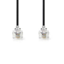 Nedis TCGB90200BK50 Telecomkabel Rj11 (6p4c) Female - Rj11 (6p4c) Female Plat 5,00 M Zwart