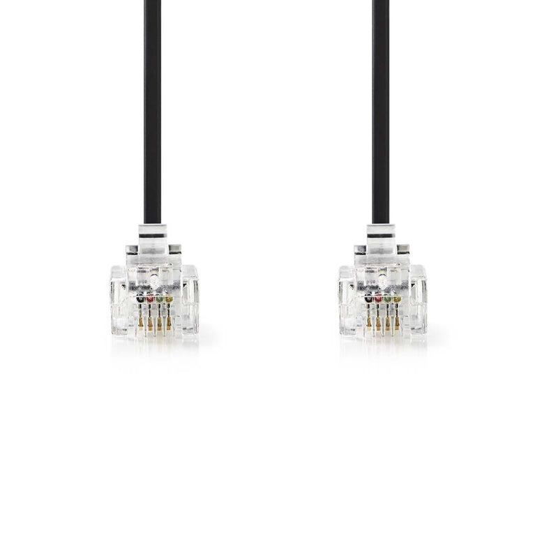 Nedis TCGB90200BK50 Telecomkabel Rj11 (6p4c) Female - Rj11 (6p4c) Female Plat 5,00 M Zwart