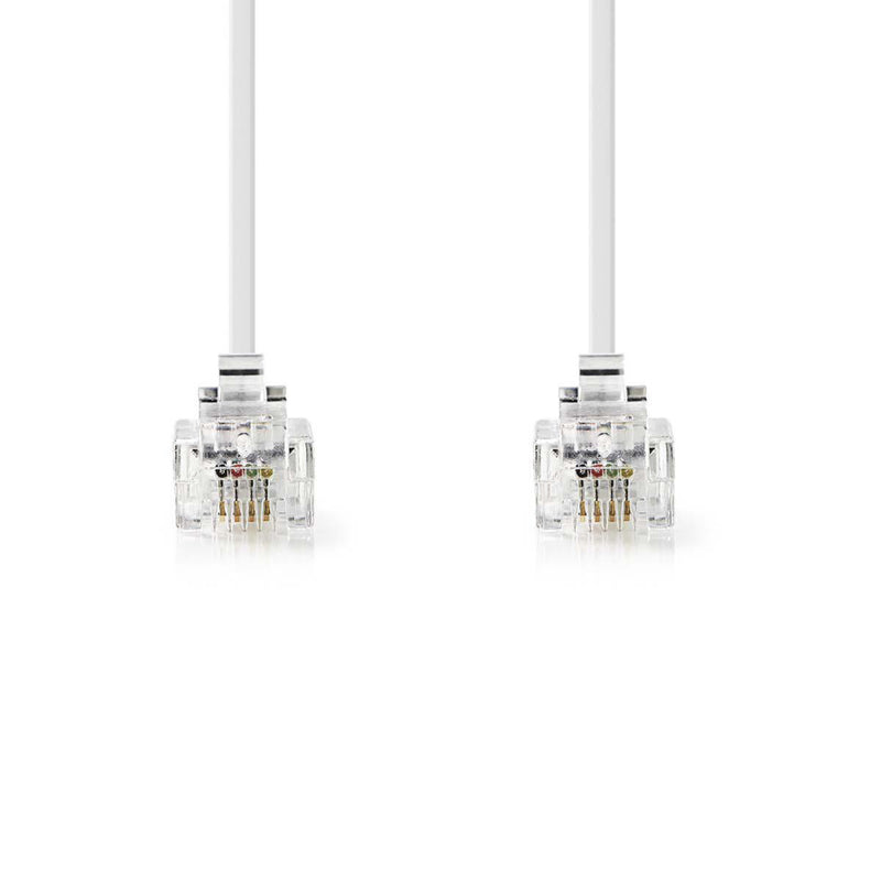 Nedis TCGB90200WT20 Telecomkabel Rj11 (6p4c) Female - Rj11 (6p4c) Female Plat 2,00 M Wit