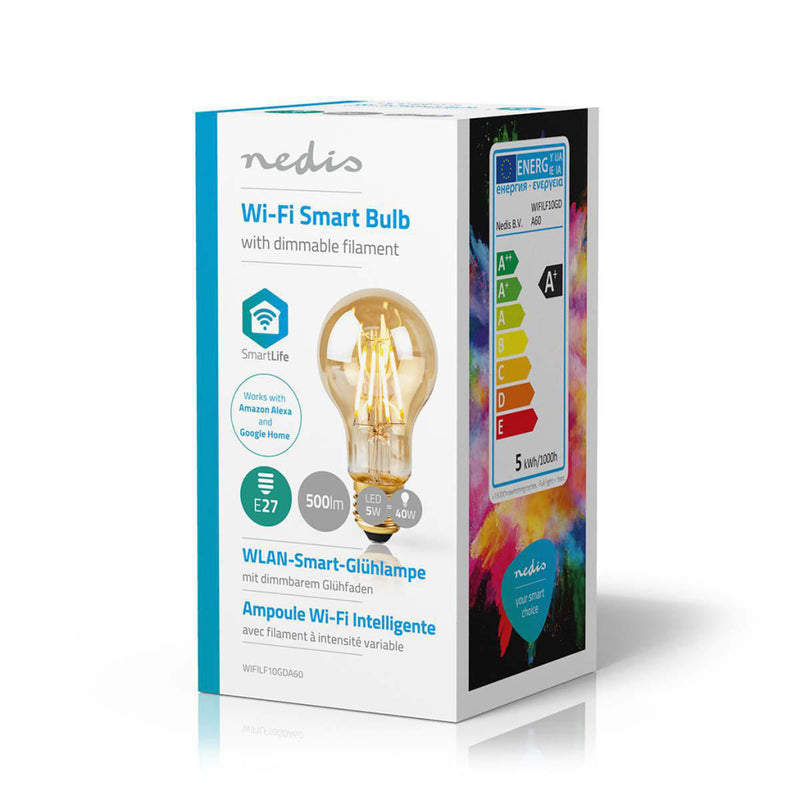 Nedis WIFILF10GDA60 Wi-fi Smart Led-lamp Met Filament E27 A60 5 W 500 Lm