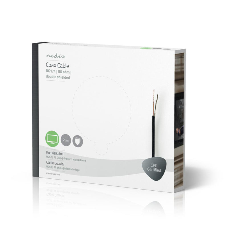 Nedis CSBG0210BK250 Coaxkabel Rg174 25,0 M Giftbox Zwart