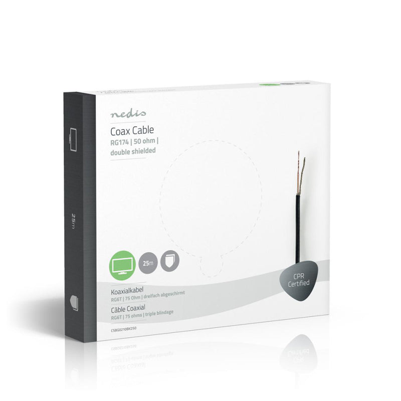 Nedis CSBG0210BK250 Coaxkabel Rg174 25,0 M Giftbox Zwart