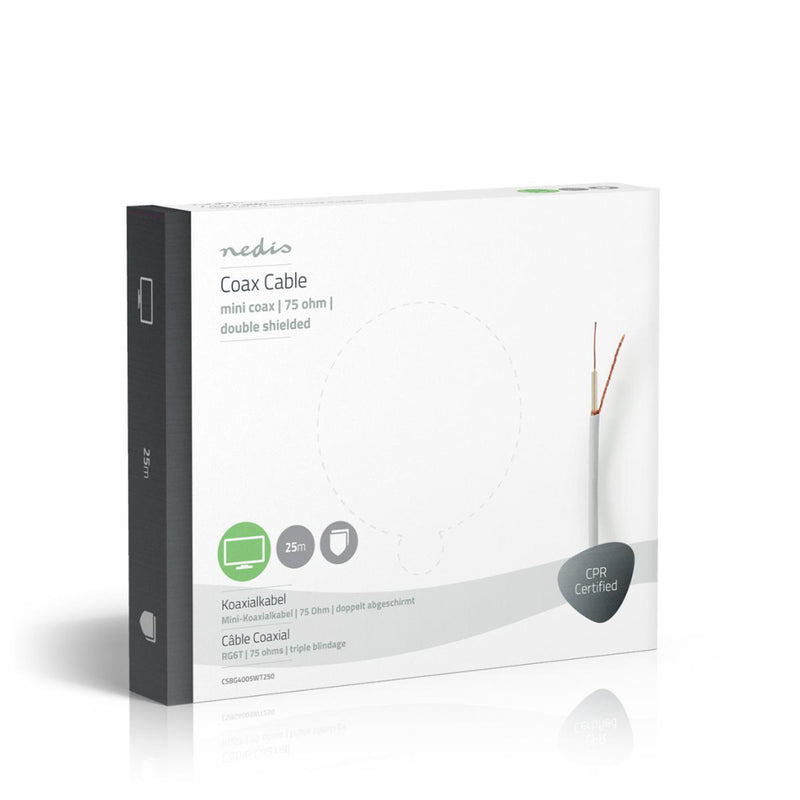 Nedis CSBG4005WT250 Coaxkabel Mini Coax 25,0 M Giftbox Wit