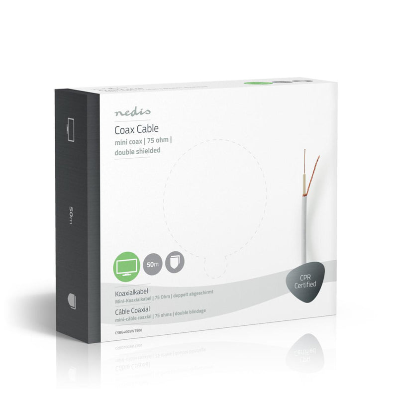 Nedis CSBG4005WT500 Coaxkabel Mini Coax 50,0 M Giftbox Wit