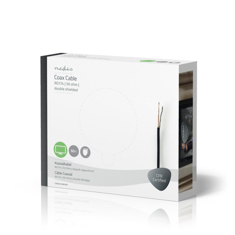 Nedis CSBG0210BK500 Coaxkabel Rg174 50,0 M Giftbox Zwart