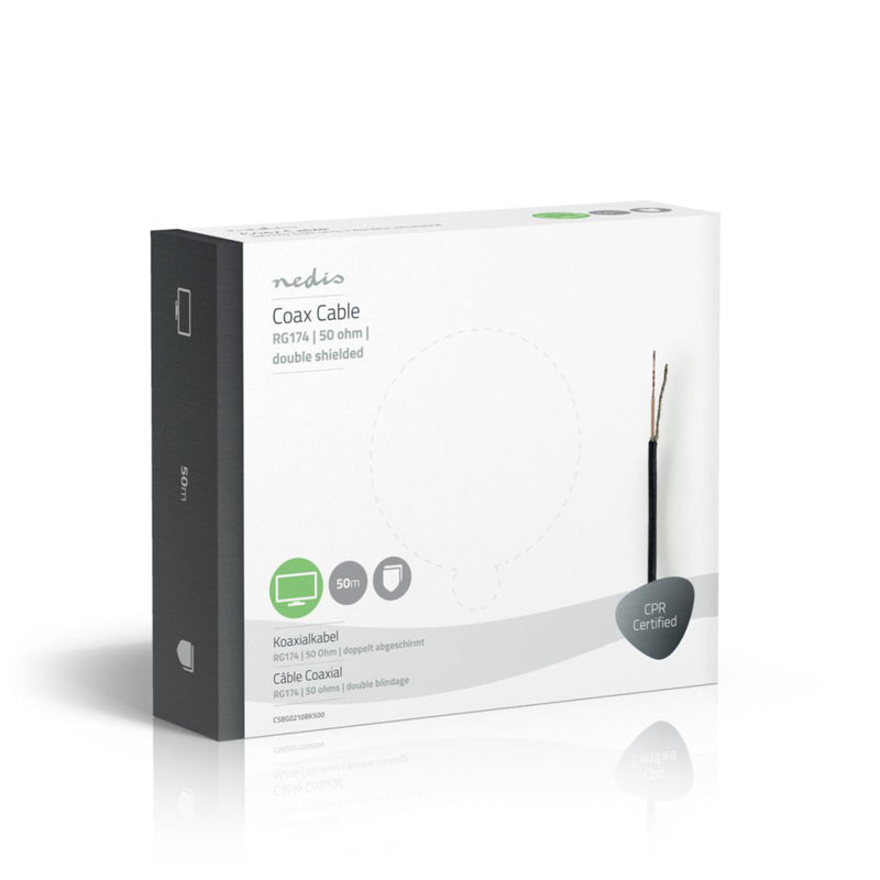 Nedis CSBG0210BK500 Coaxkabel Rg174 50,0 M Giftbox Zwart