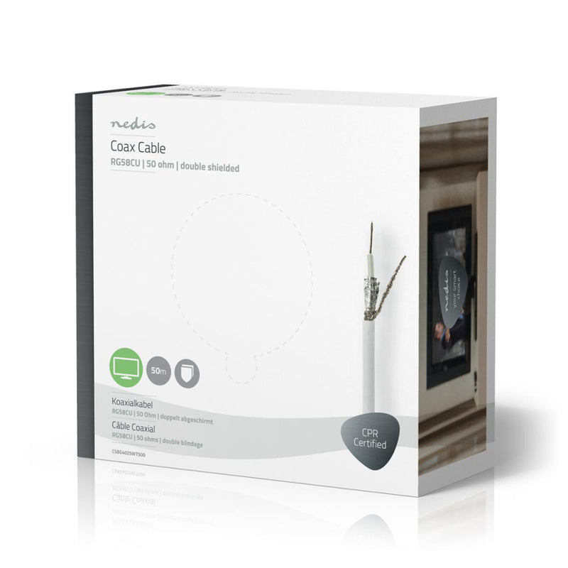 Nedis CSBG4025WT500 Coaxkabel Rg58cu 50,0 M Giftbox Wit