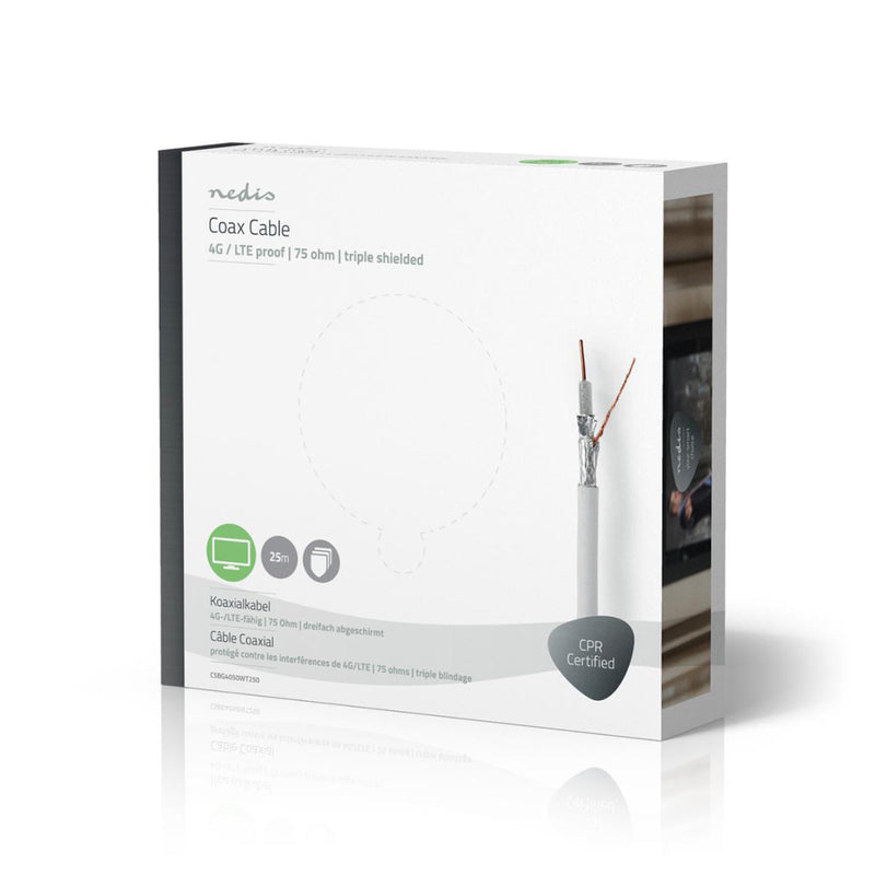 Nedis CSBG4050WT250 Coaxkabel 4g / Lte-bestendig 25,0 M Giftbox Wit