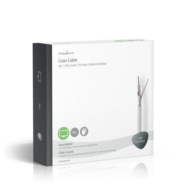 Nedis CSBG4050WT250 Coaxkabel 4g / Lte-bestendig 25,0 M Giftbox Wit