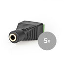 Nedis CCTVCF50BK5 Cctv-beveiligingsconnector 5x 3-aderig Naar 3,5 Mm Female