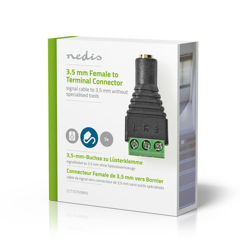 Nedis CCTVCF50BK5 Cctv-beveiligingsconnector 5x 3-aderig Naar 3,5 Mm Female