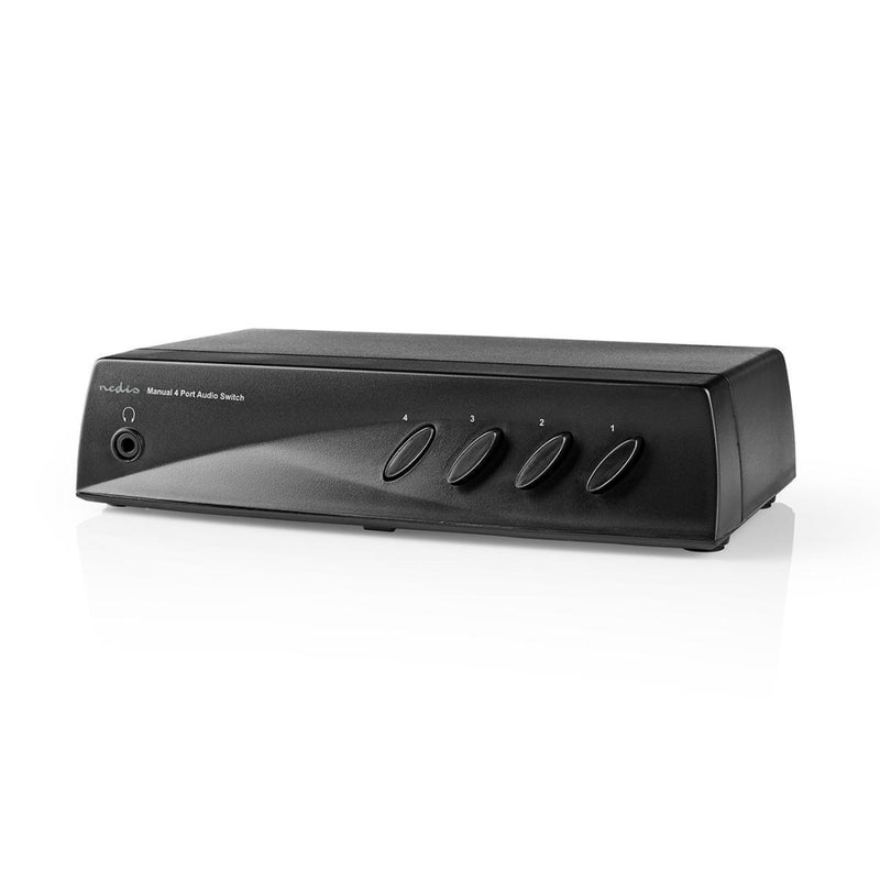 Nedis ASWI2414BK Analoge Audioswitch 4x (2x Rca Stereo Female) - 1x Rca Stereo Female + Uitgang Kop
