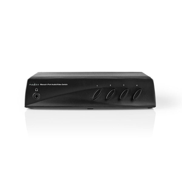 Nedis VSWI2404BK Av-switch 4x (rwy) + 4x S-video - 1x Rca (rwy) + Uitgang Koptelefoon Female Zwart