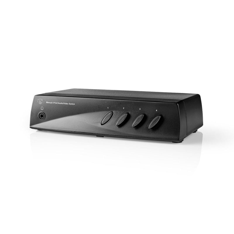 Nedis VSWI2404BK Av-switch 4x (rwy) + 4x S-video - 1x Rca (rwy) + Uitgang Koptelefoon Female Zwart