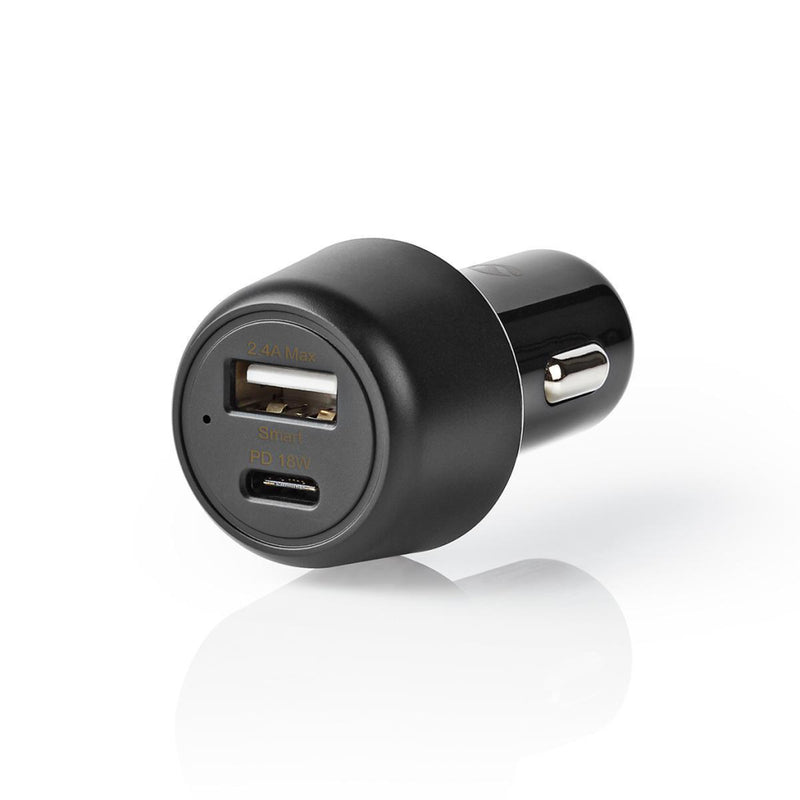 Nedis CCPD18W100BK Autolader 3,0 A Usb-a / Usb-c Power Delivery 18 W Zwart