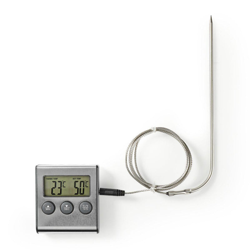 Nedis KATH104SS Vleesthermometer 0 - 250 &deg;c Digitaal Display Timer