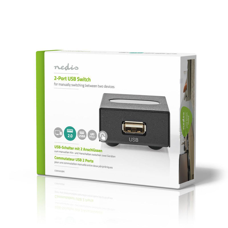 Nedis CSWI6002BK 2-port Usb Switch Black