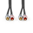 Nedis CAGC24200AT50 Stereo-audiokabel 2x Rca Male - 2x Rca Male 5,00 M Antraciet