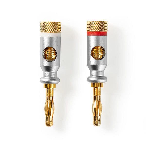 Nedis CAGC26900ME Banaanstekker Recht Male Verguld Schroef Diameter Kabelinvoer: 7.0 Mm Zink Legeri